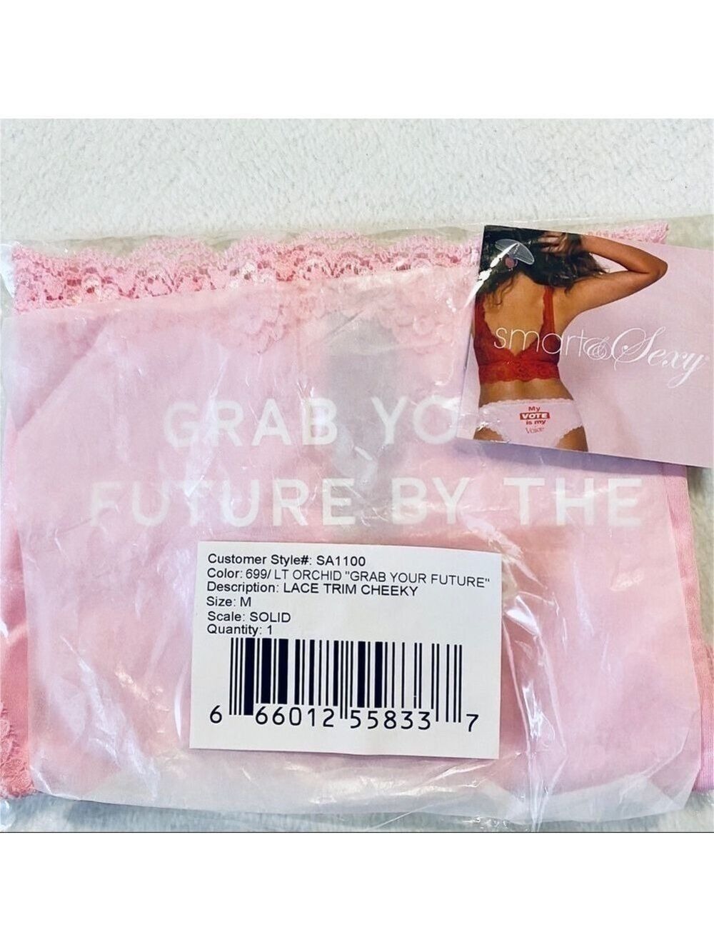 Smart & Sexy Grab Your Future By The Ballots Vote Panties Pink M NWT